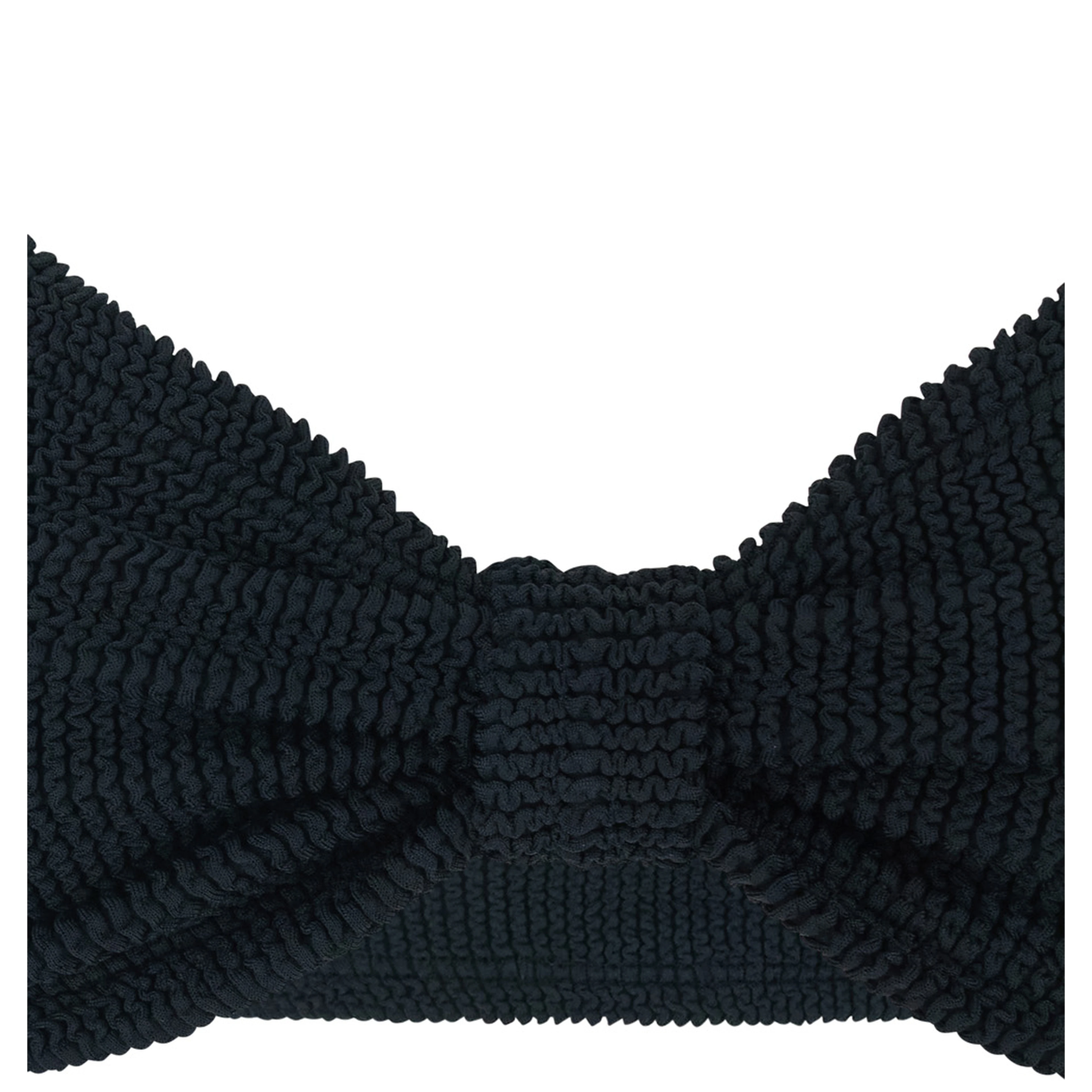 Alicia Black Bikini with Thin Fixed Straps and Front Knot in Tech Fabric for Women