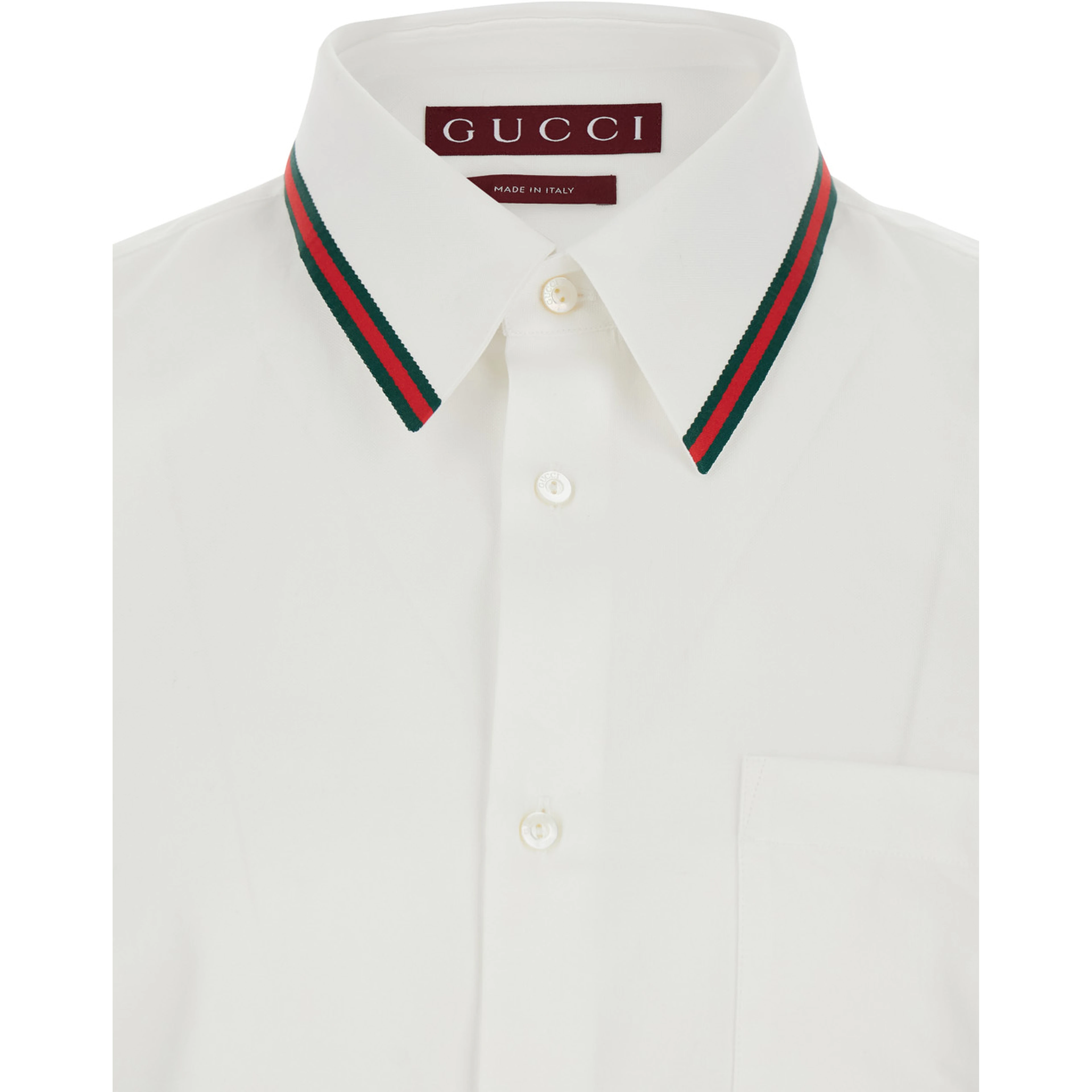 White Shirt with Web Collar in Cotton for Men