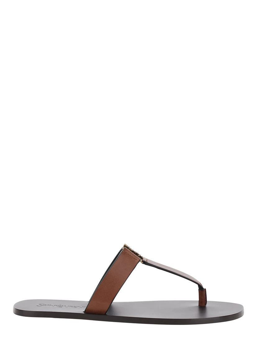 Brown Sandals BABYLONE with Crossed Straps in Leather for Women
