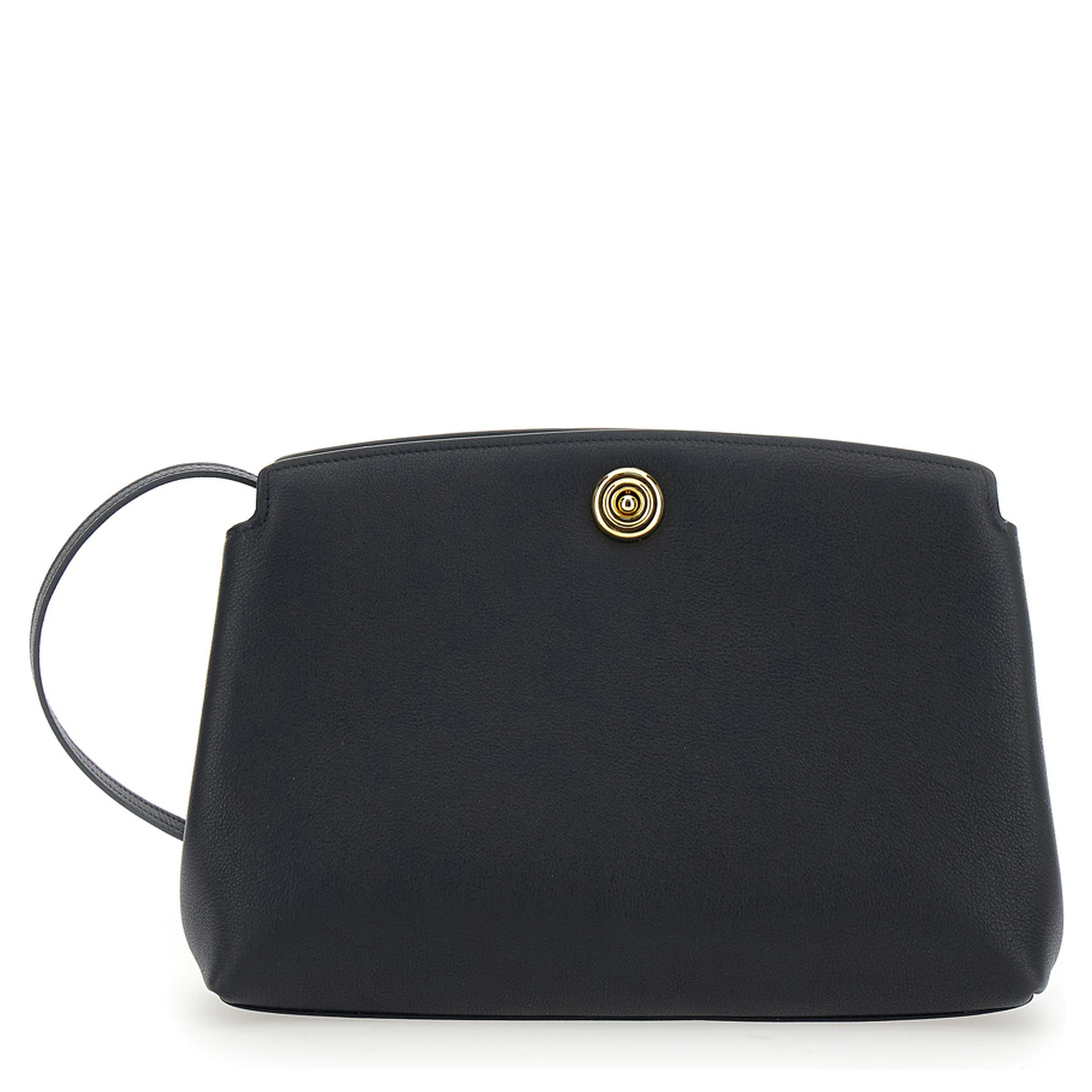 Black Clutch with Clasp Closure in Grained Leather Women