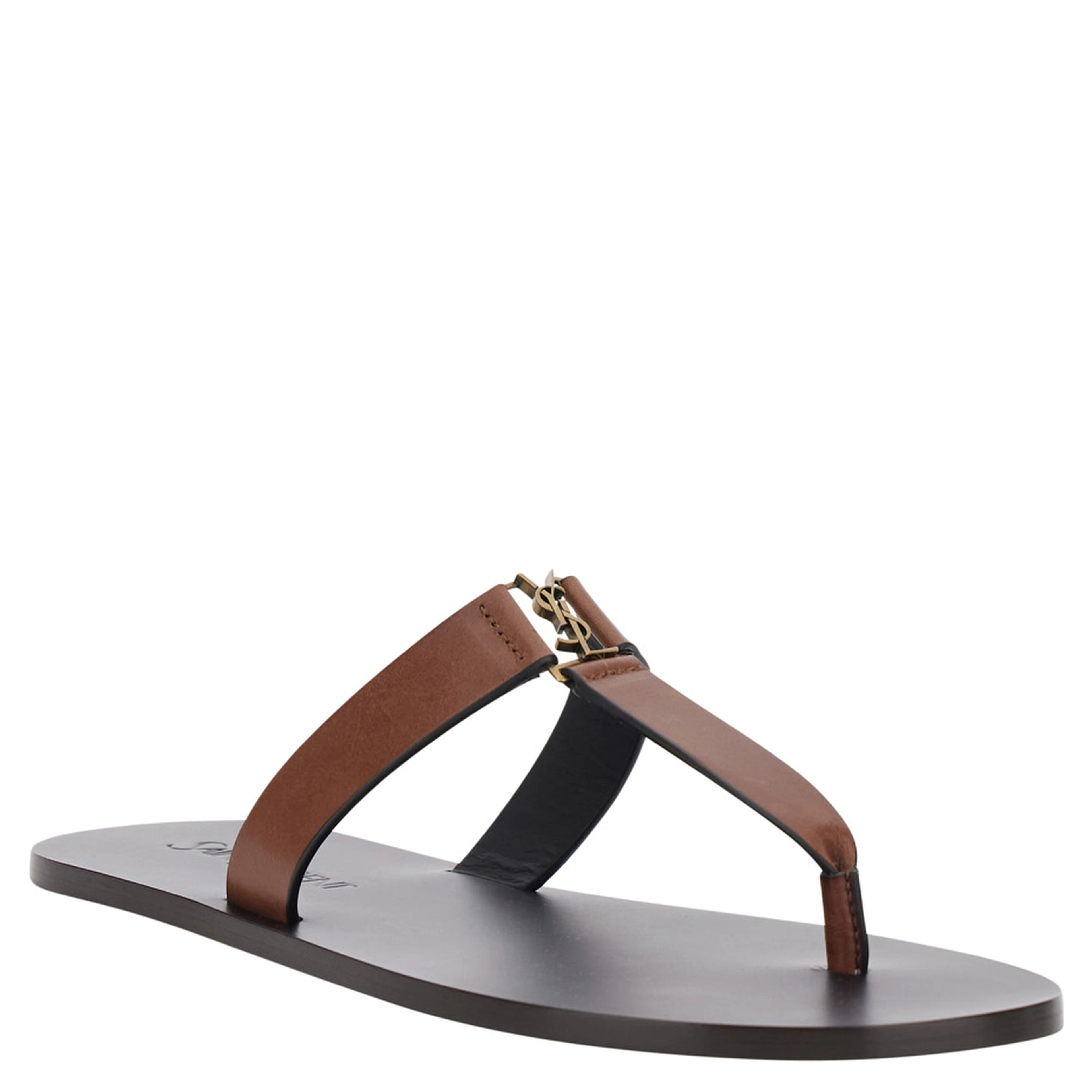 Brown Sandals BABYLONE with Crossed Straps in Leather for Women