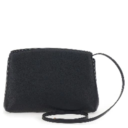 Black Clutch with Clasp Closure in Grained Leather Women