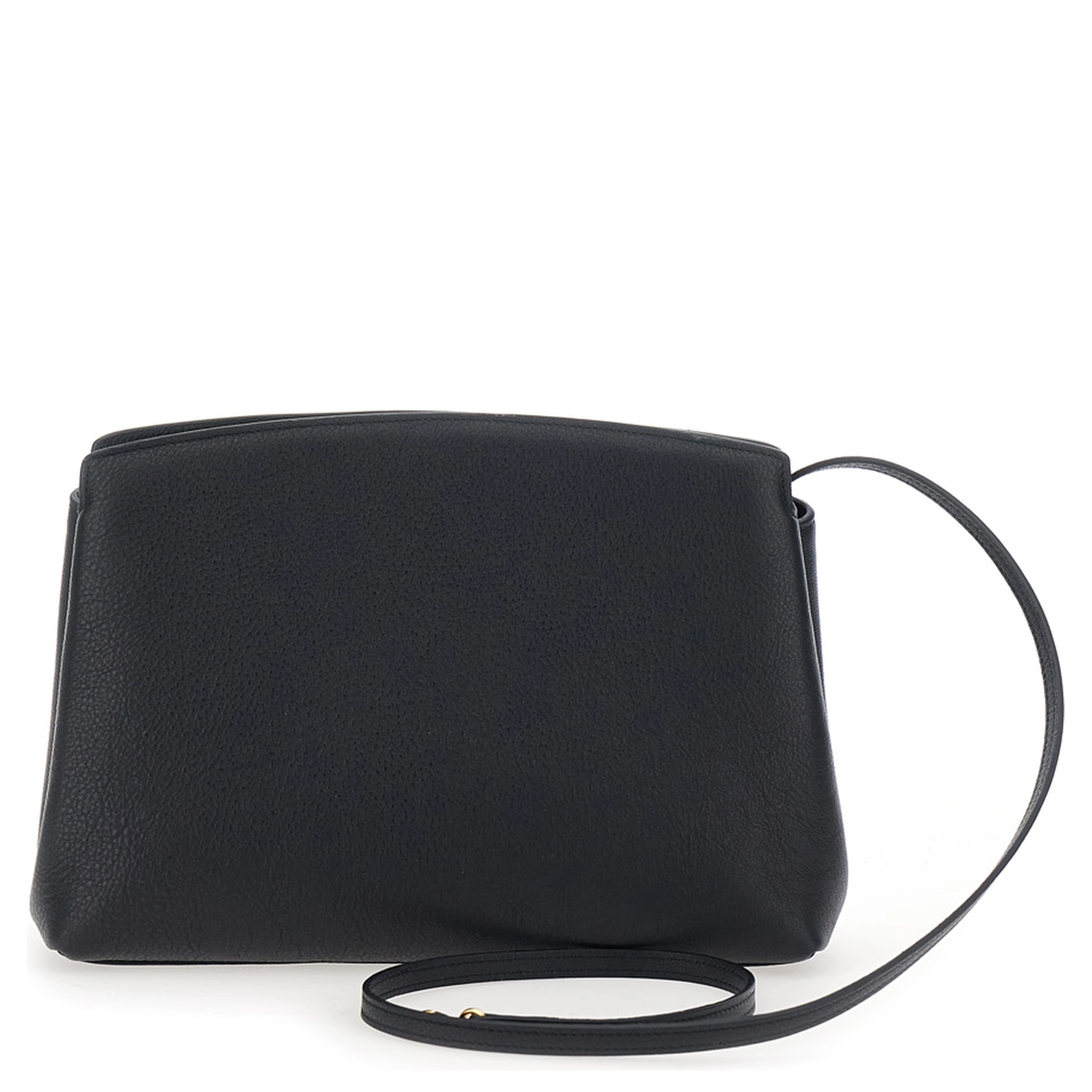 Black Clutch with Clasp Closure in Grained Leather Women