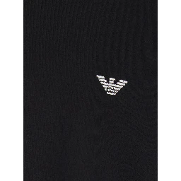 Black Crew neck T-shirt with logo on front and back in cotton for men