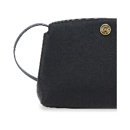 Black Clutch with Clasp Closure in Grained Leather Women