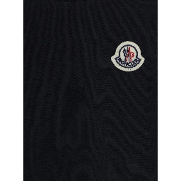 Crew Neck Dress with Logo Patch on the Front and Wide Skirt in Baby Blue Stretch Cotton
