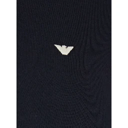 Blue High Neck Sweatshirt with Logo Embroidery on the Front and Zip Closure on the Front in Cotton Blend for Men