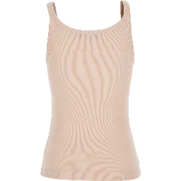 Pink Sleeveless Top with Round Neck and Logo Patch on the Front in Cotton for Women