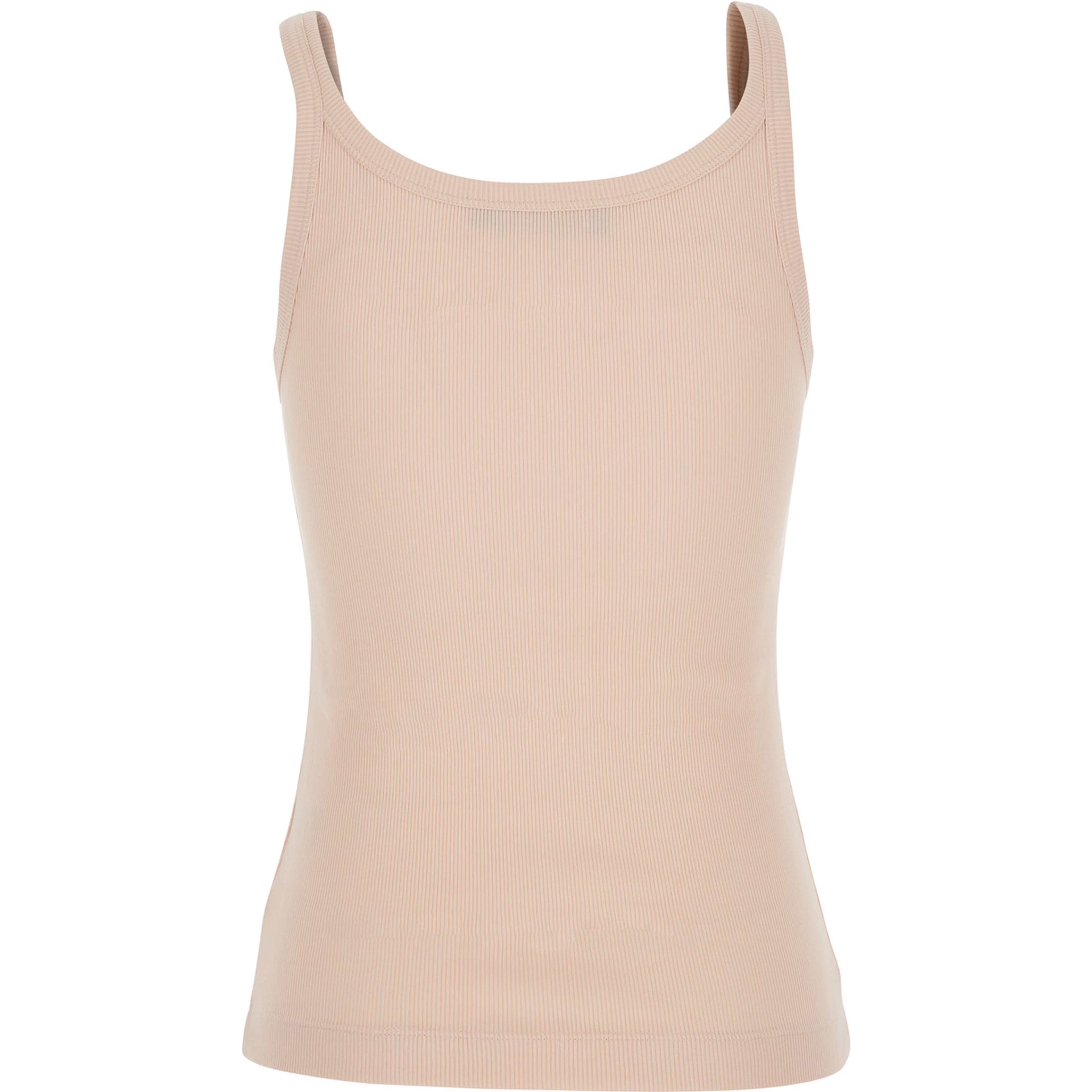 Pink Sleeveless Top with Round Neck and Logo Patch on the Front in Cotton for Women