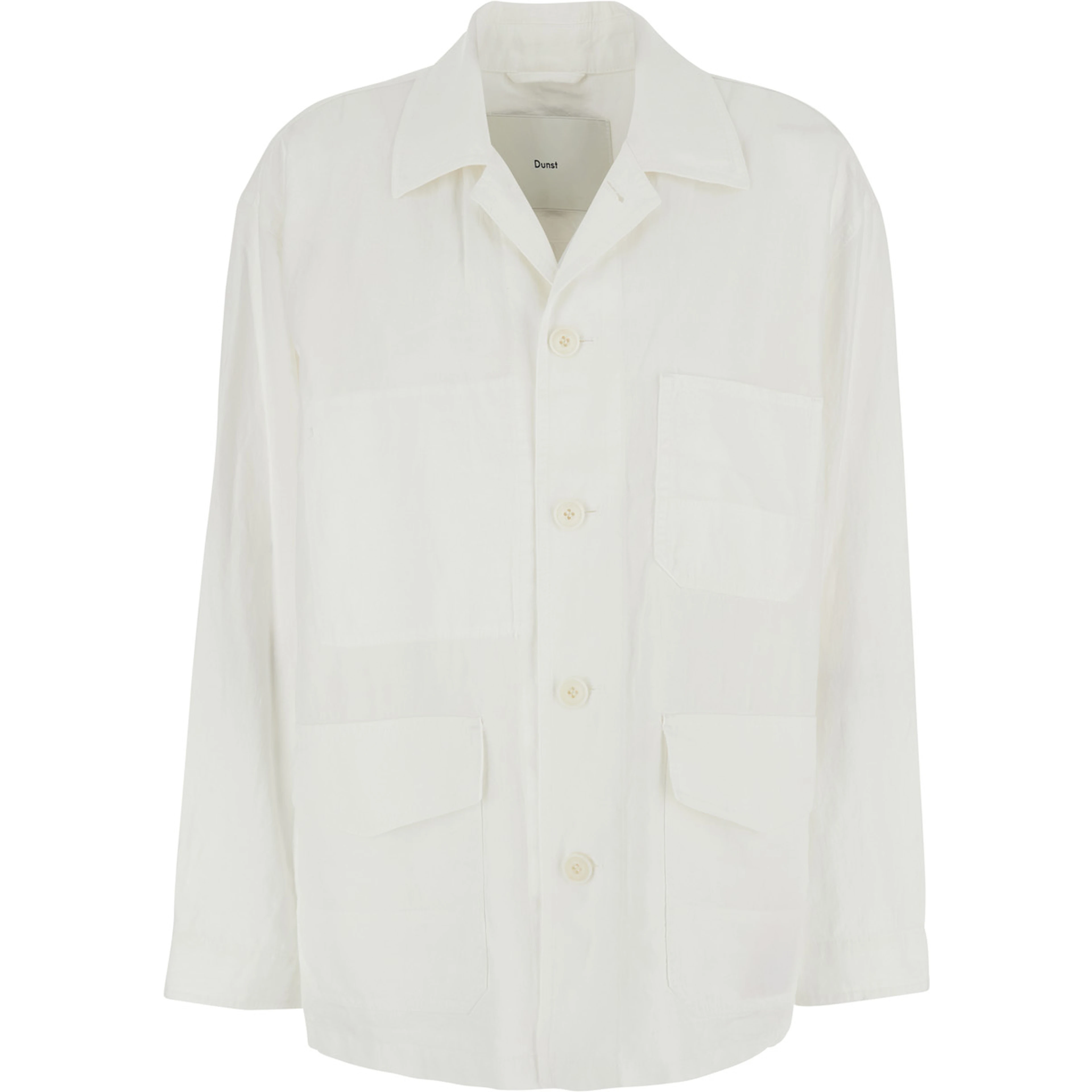 White Jacket with Wide Collar and Three Patch Pockets on the Front in Cotton Blend for Women