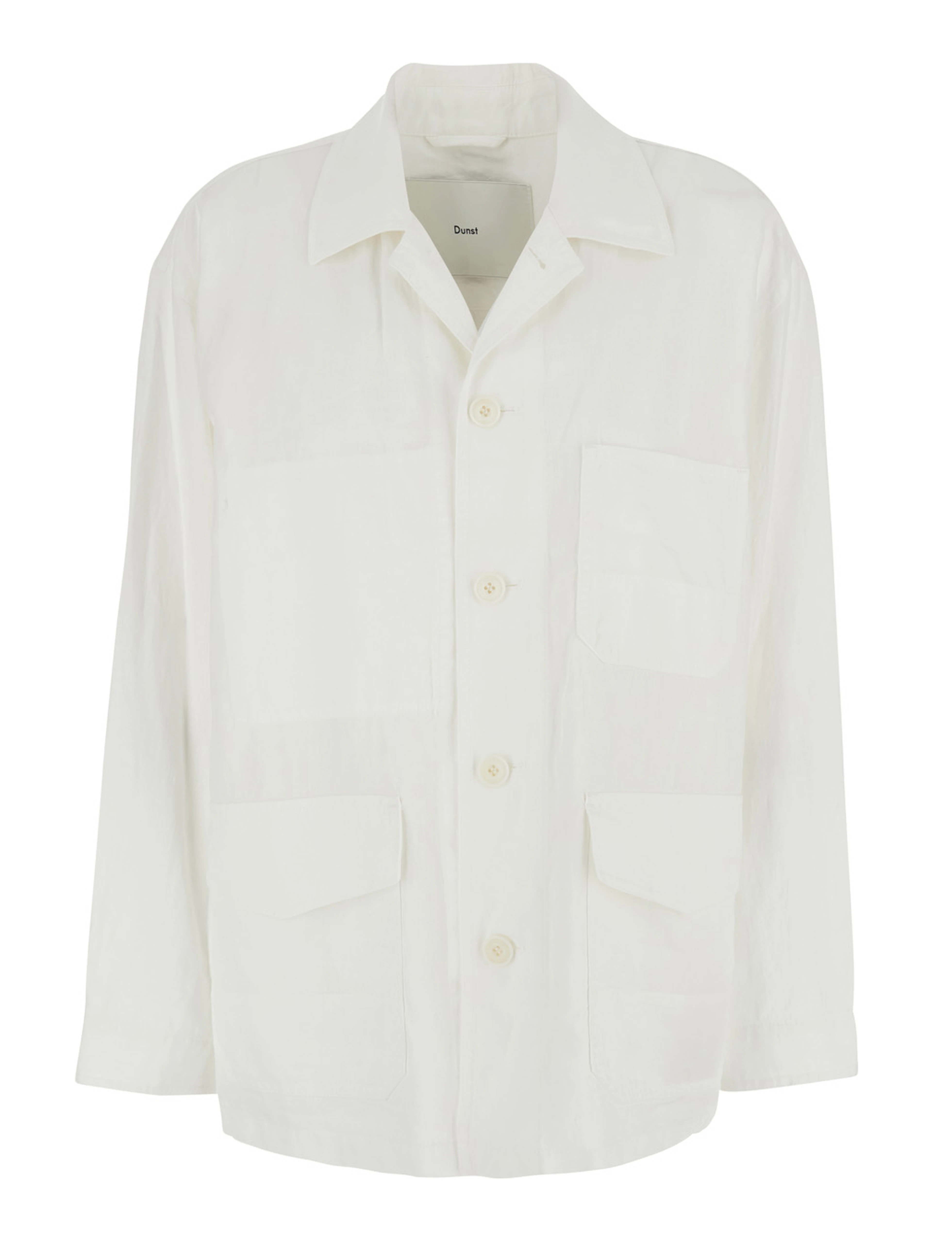 White Jacket with Wide Collar and Three Patch Pockets on the Front in Cotton Blend for Women