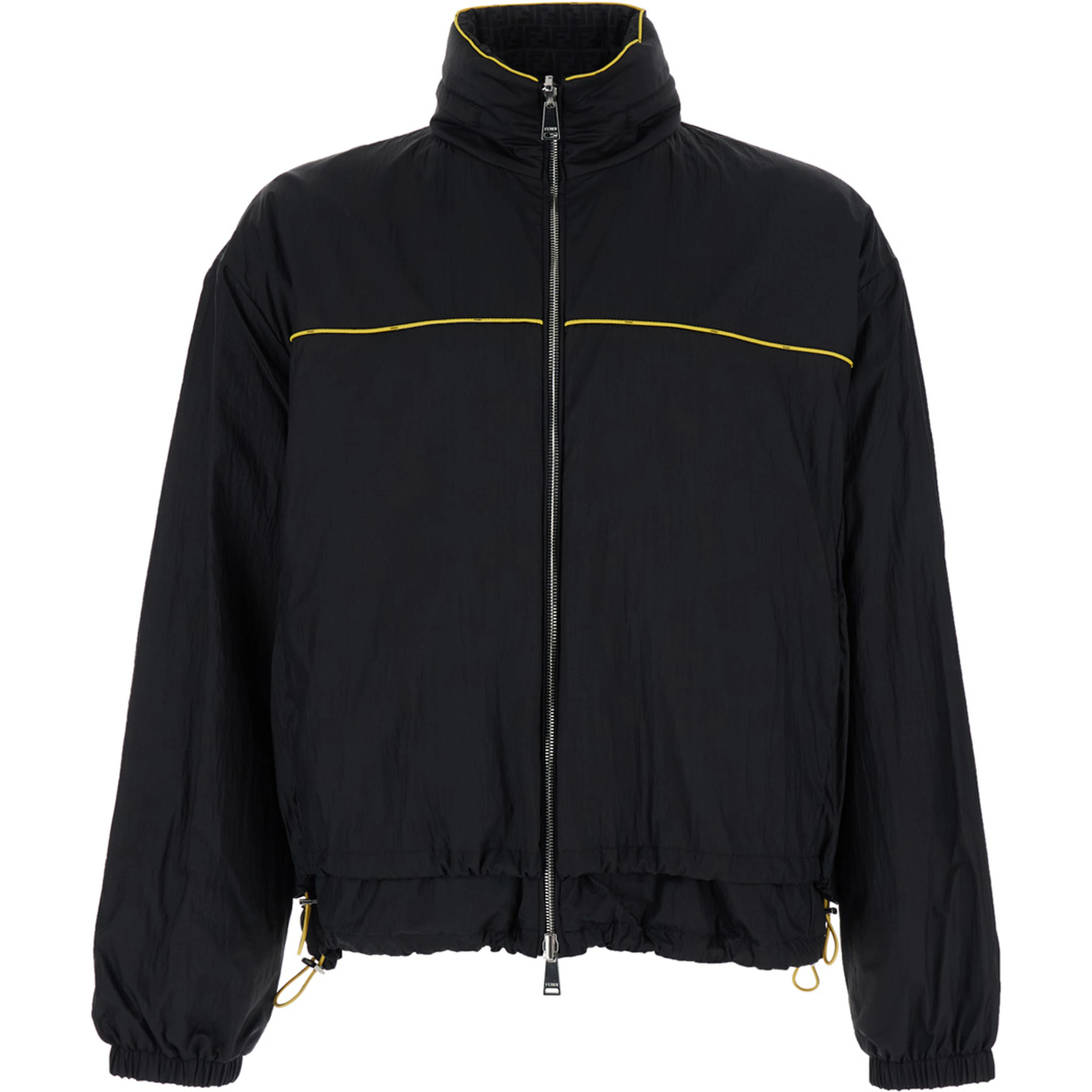 Black Reversible Jacket with FF Details in Tech Fabric for Men