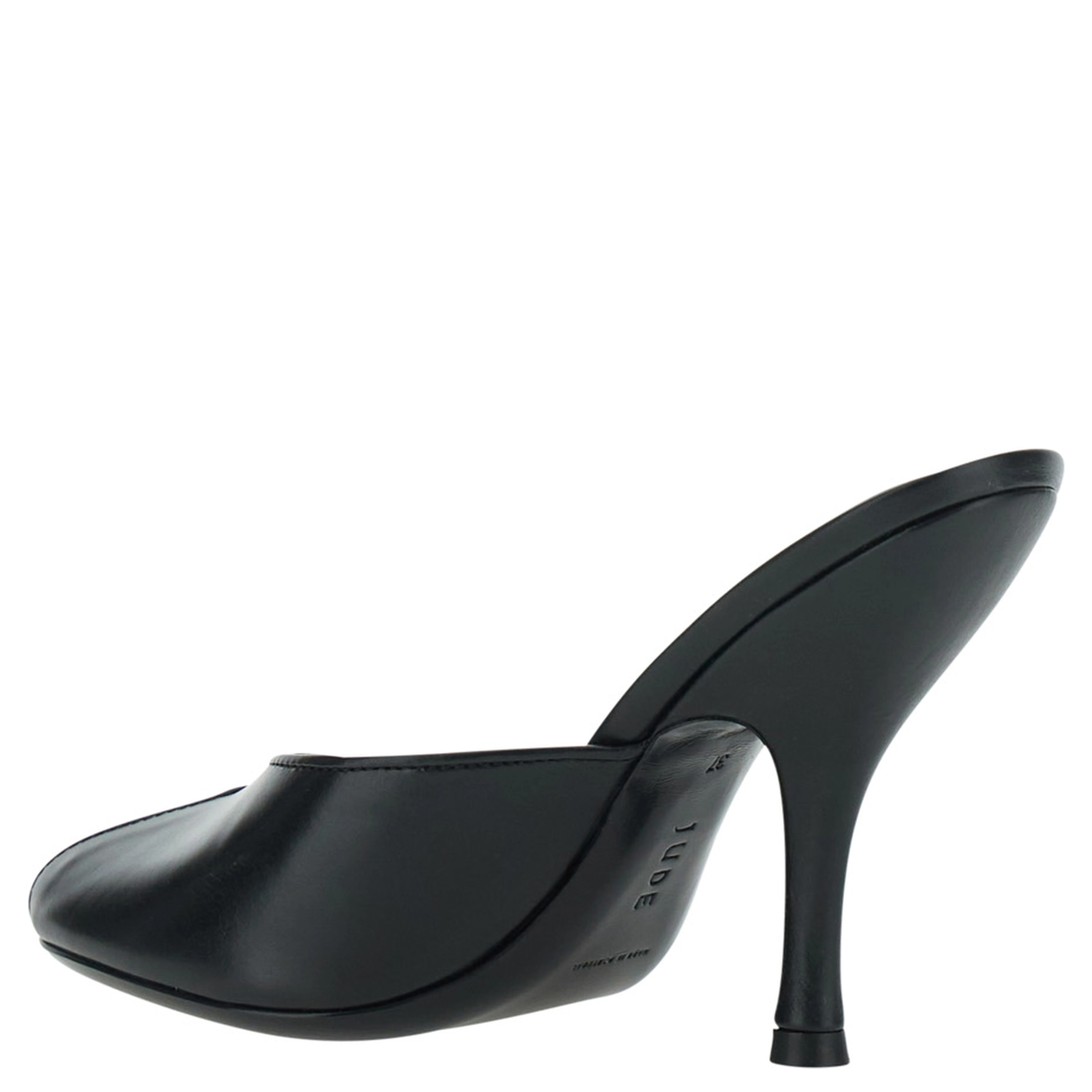 Date black Heeled Sandals with cut-out toe in leather for women