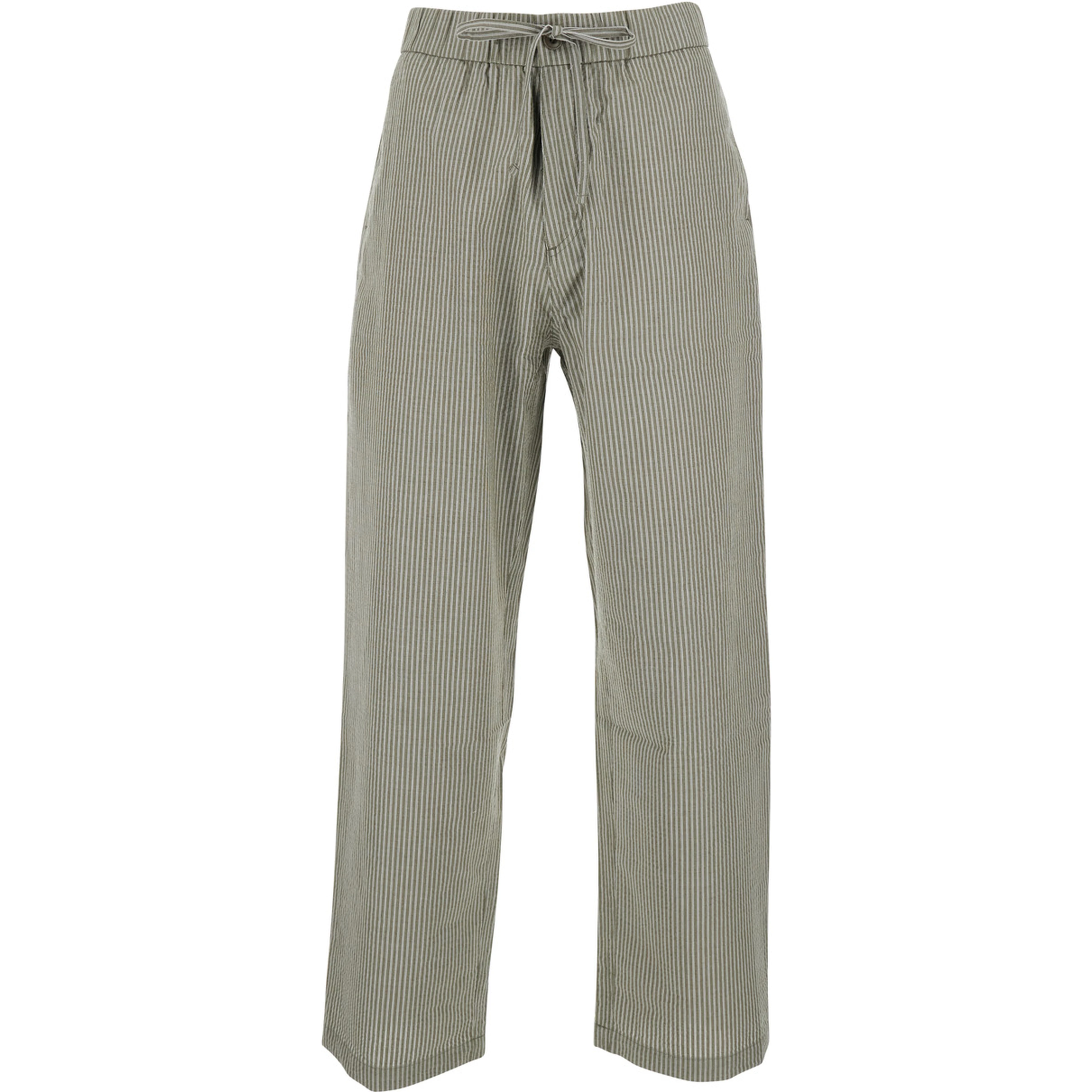 Green Pants with All-Over Striped Motif in Cotton Men