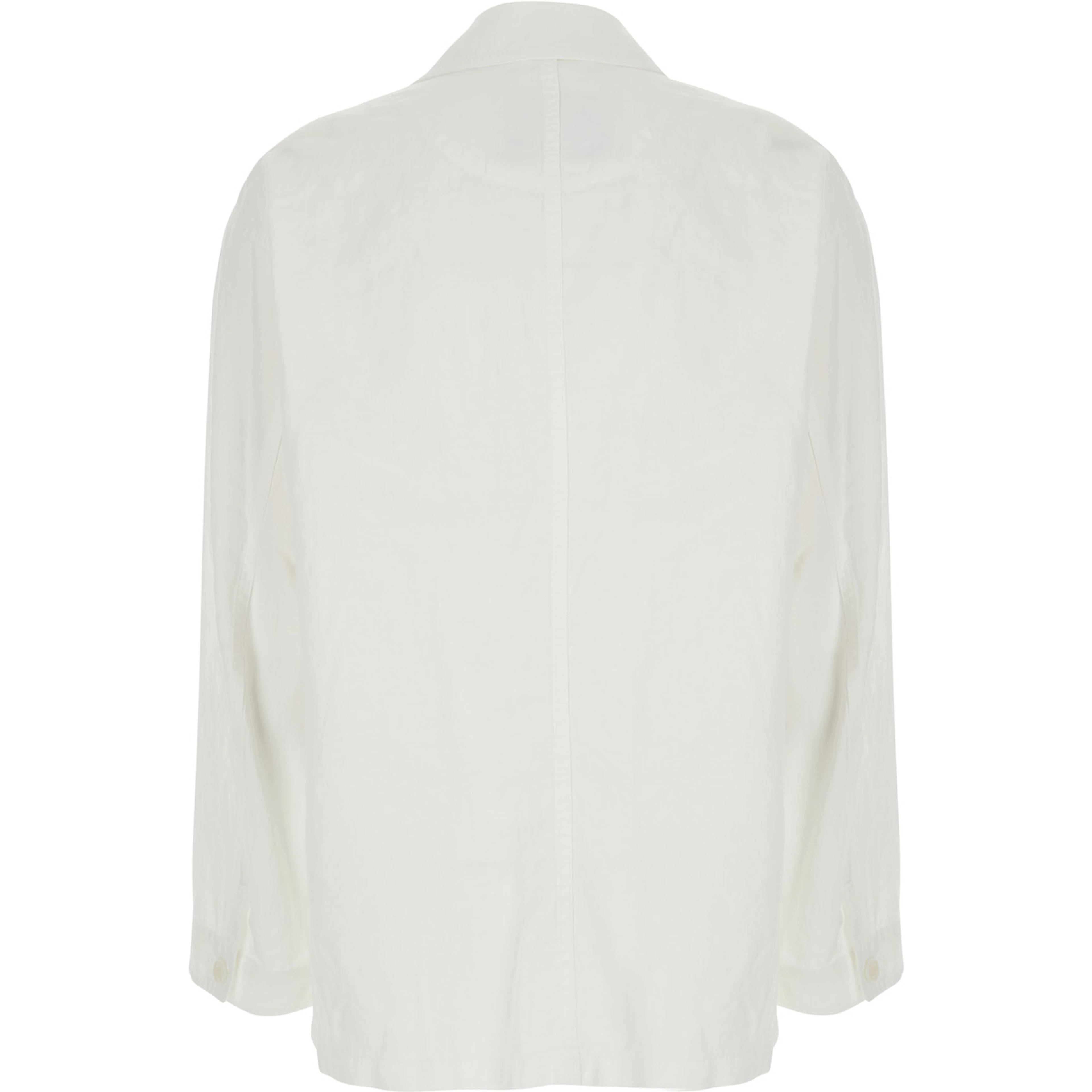 White Jacket with Wide Collar and Three Patch Pockets on the Front in Cotton Blend for Women