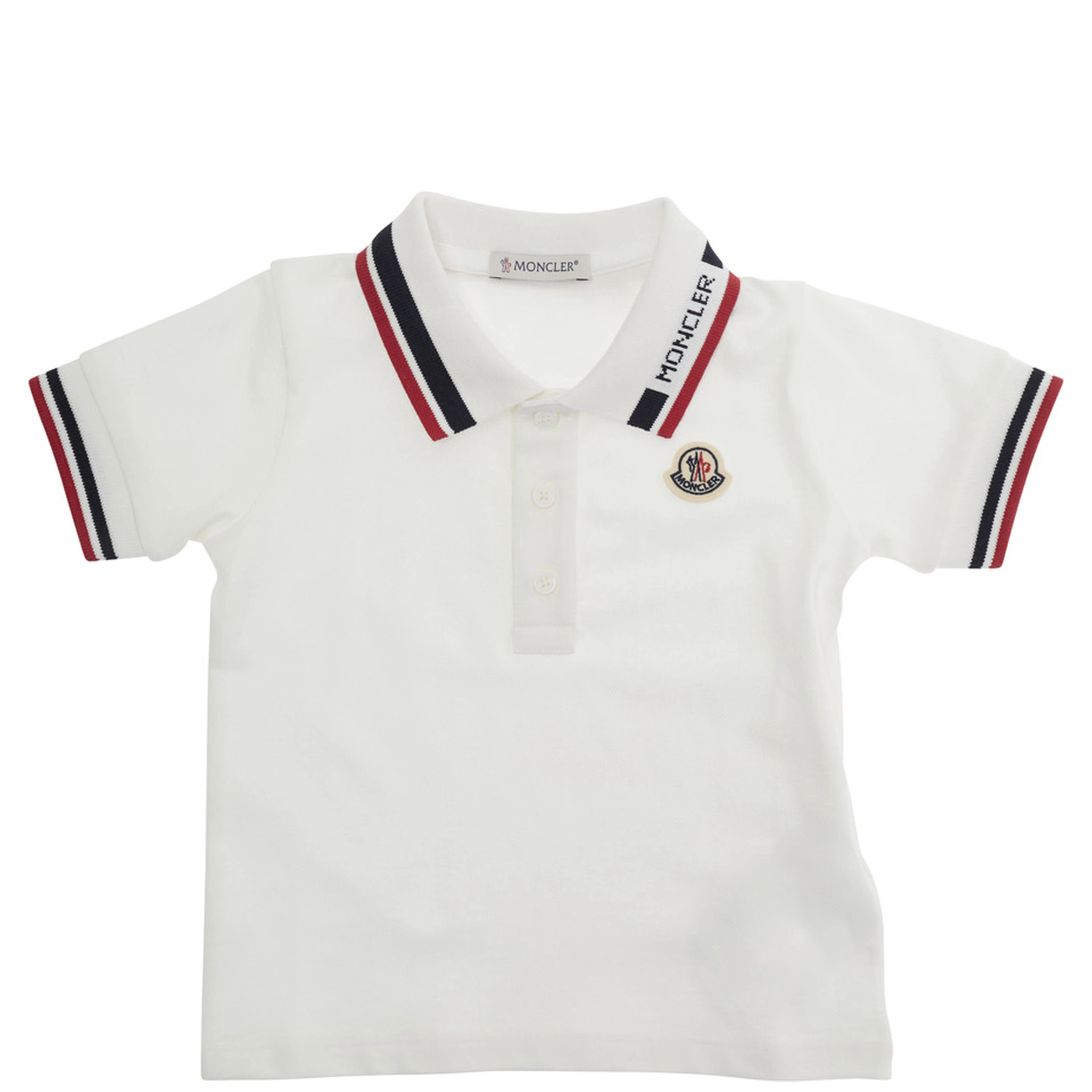 White polo Shirt with logo lettering and logo patch on the front in cotton baby
