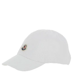 White Baseball cap with logo patch on the front in cotton baby