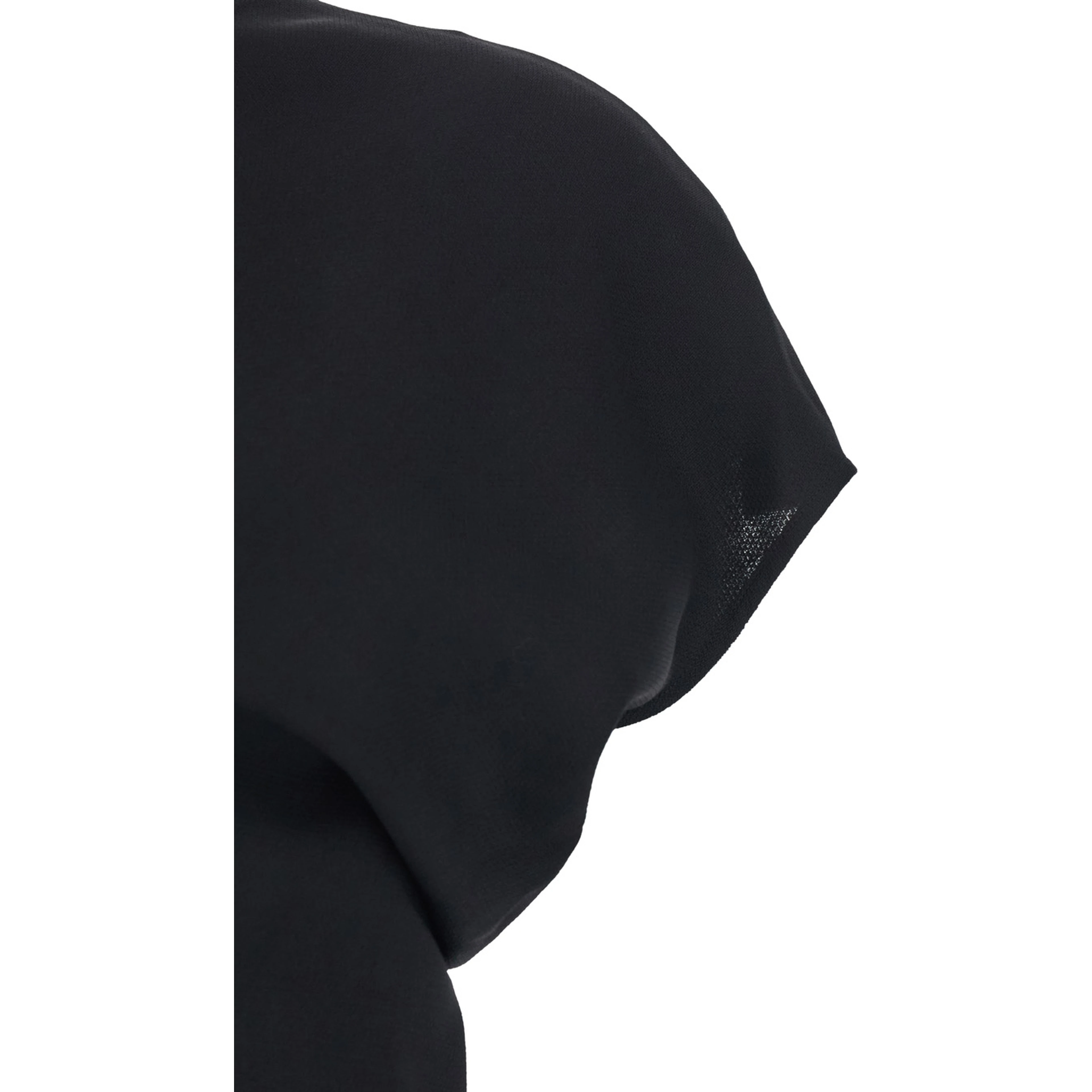 Black Dress Long Crew Neck and Zip Closure in Wool for Woman