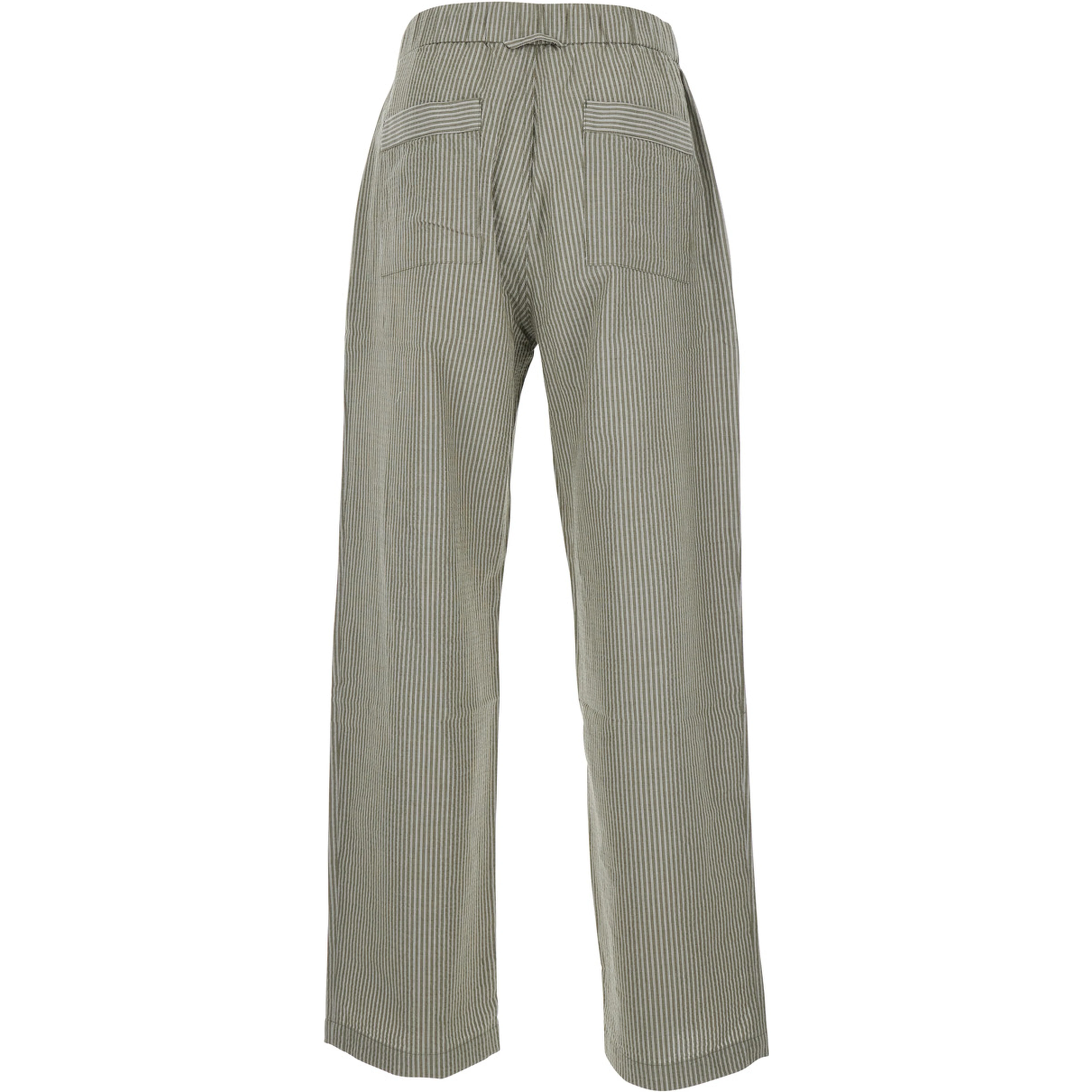 Green Pants with All-Over Striped Motif in Cotton Men