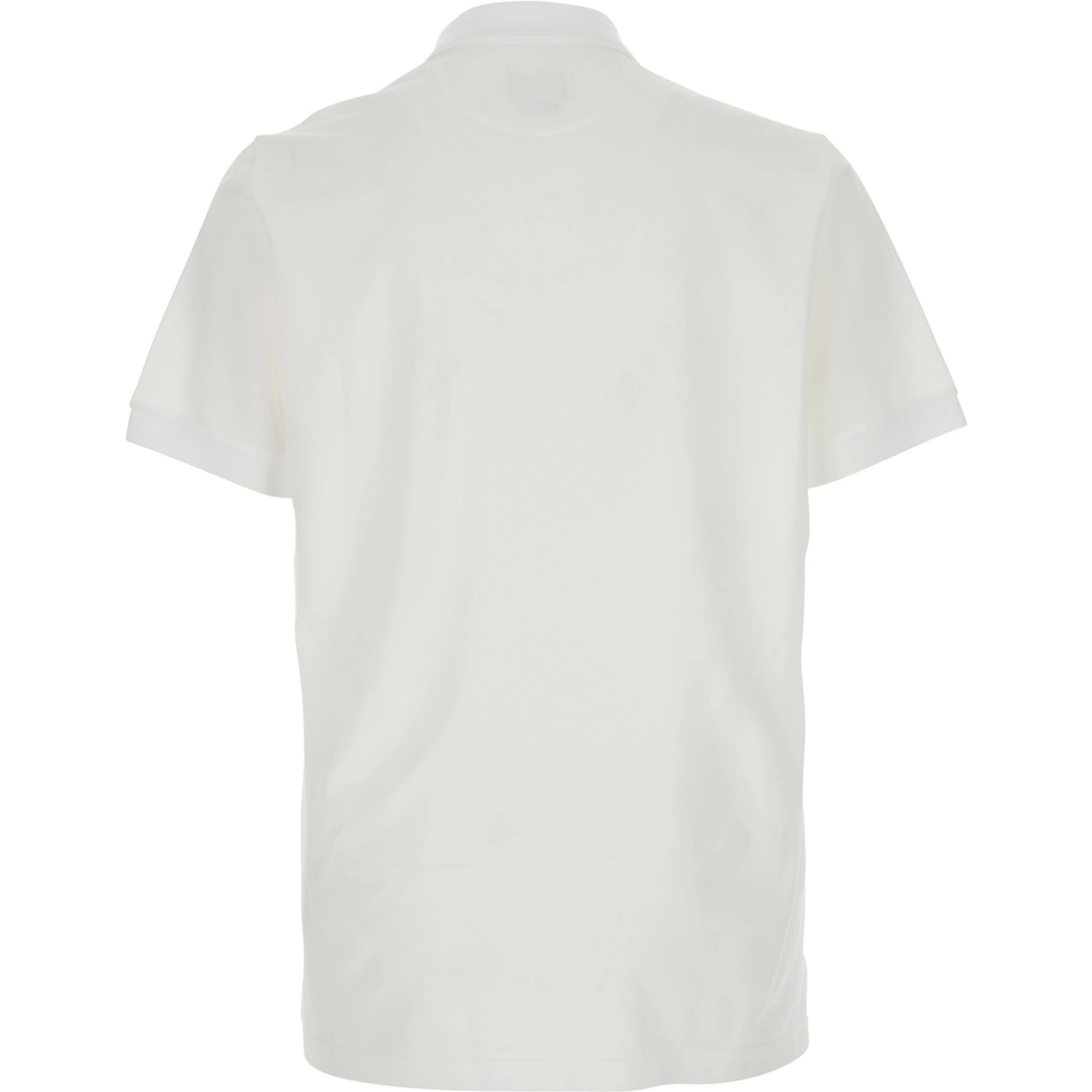 White Polo Shirt with Classic Collar and Logo on the Front in Cotton for Men