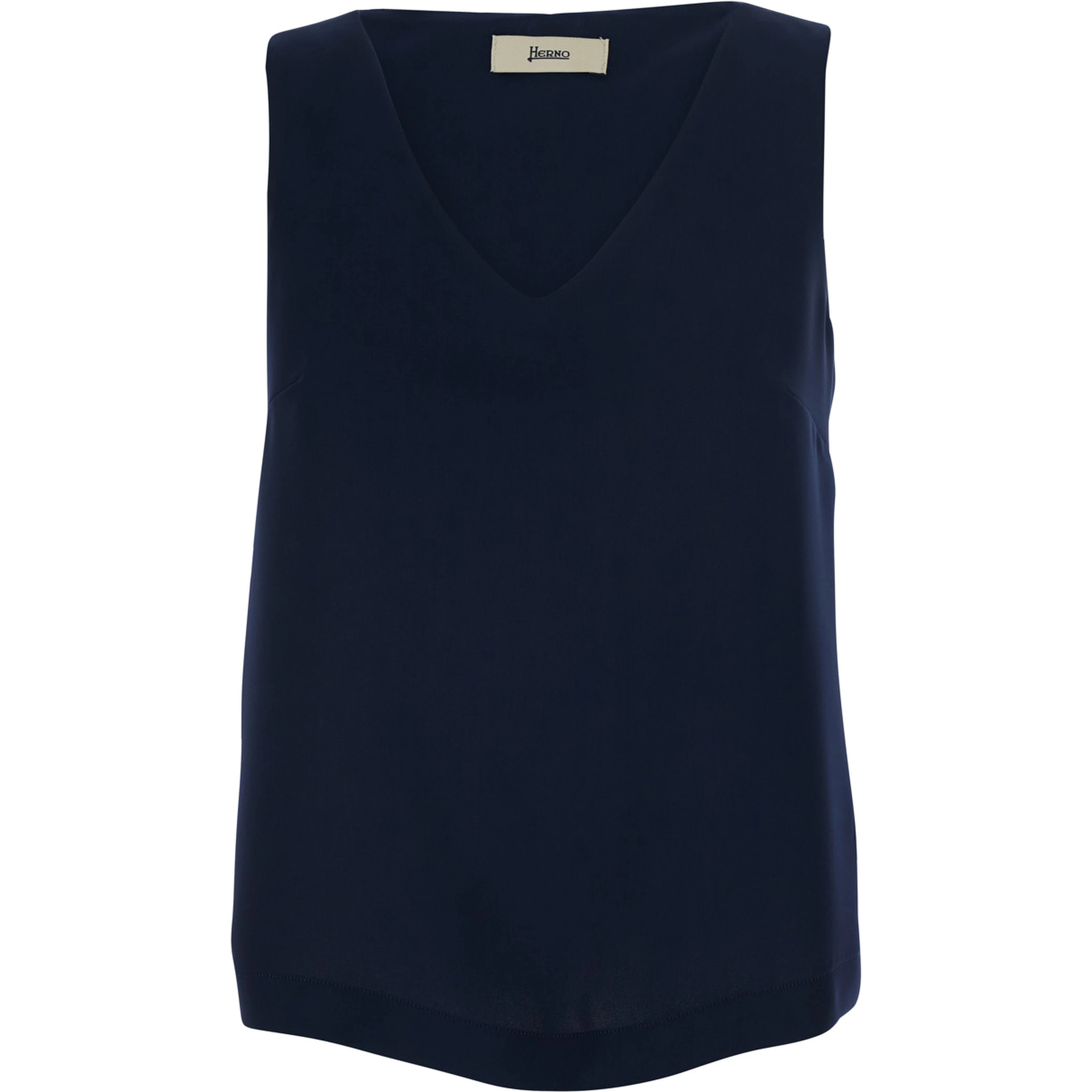Blue Top with V-neck and Sleeveless in Tech Fabric Woman