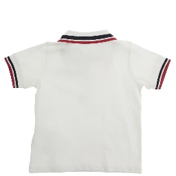 White polo Shirt with logo lettering and logo patch on the front in cotton baby