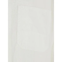White Jacket with Wide Collar and Three Patch Pockets on the Front in Cotton Blend for Women