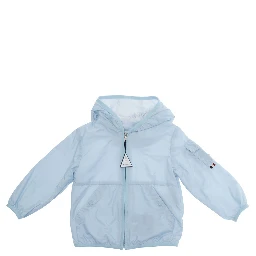 Light Blue Jacket with Zip Closure and Logo Patch on the Sleeve in Tech Fabric Baby