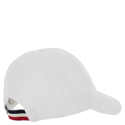 White Baseball cap with logo patch on the front in cotton baby