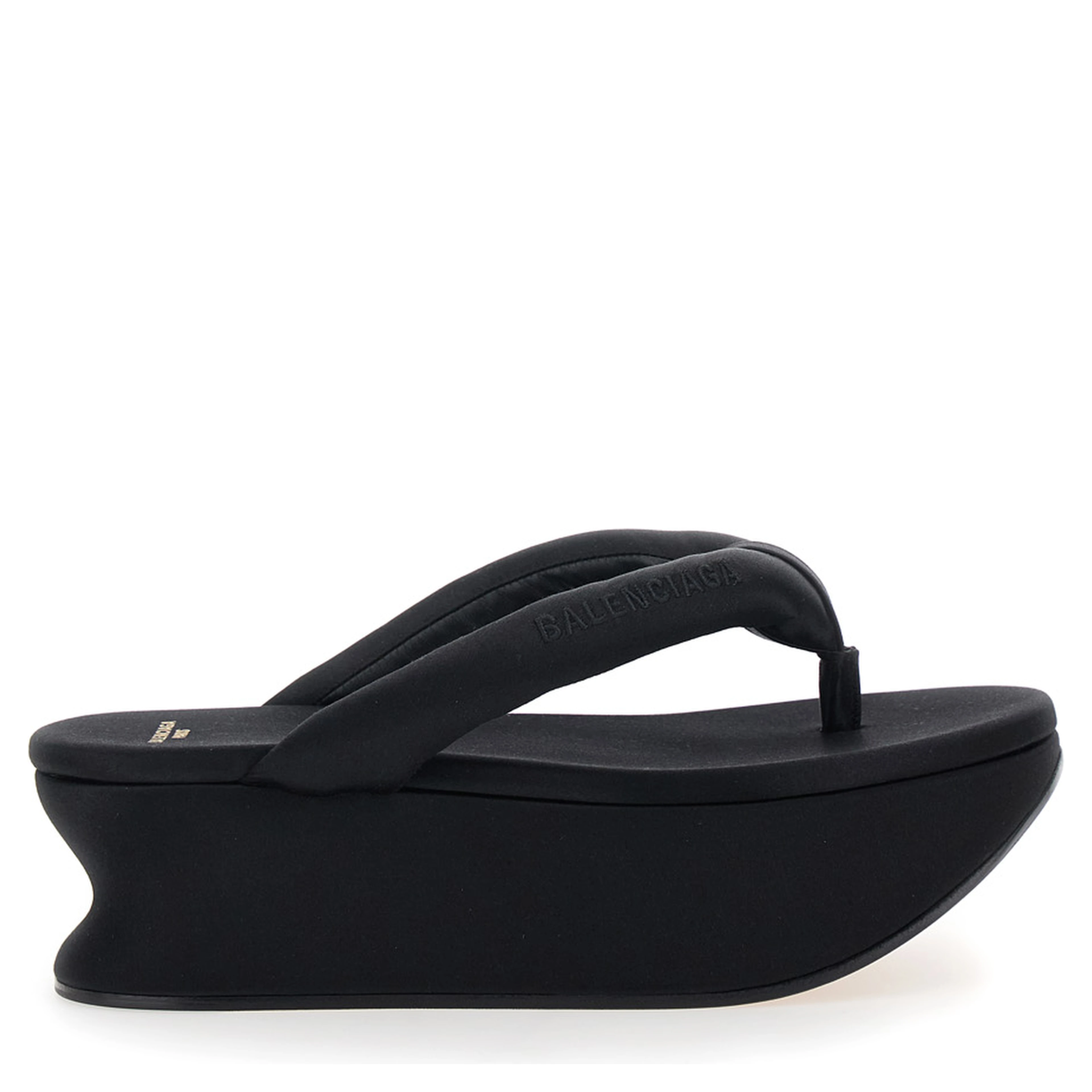 Gaeta Black Wedges with Thong Design and Medium Heel in Viscose Blend for Women