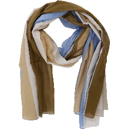Multicolor Scarf with All-Over Print in Cotton and Silk for Women