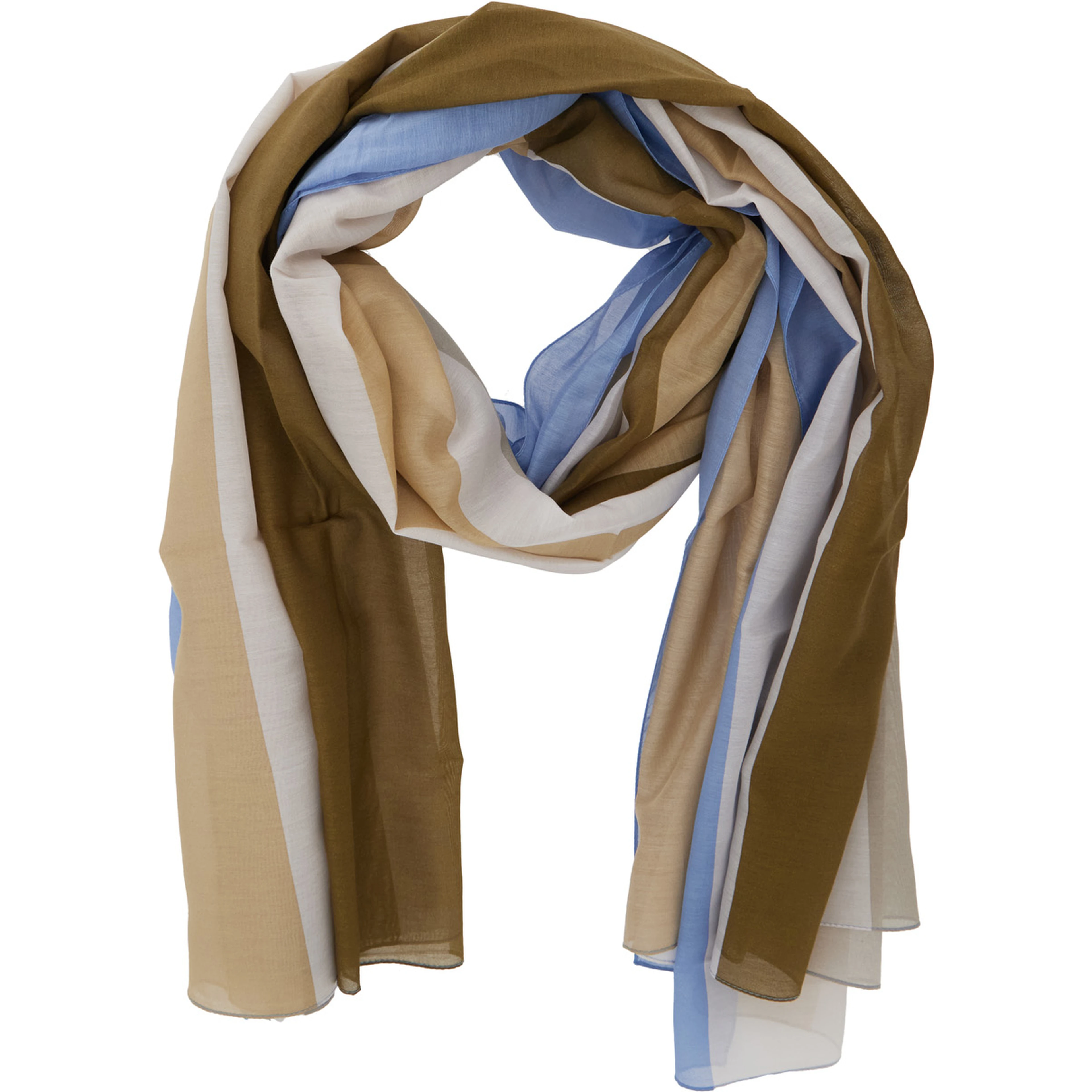 Multicolor Scarf with All-Over Print in Cotton and Silk for Women