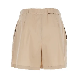 Beige Shorts with Semi-Elasticated Waist and Side Closure in Cotton Blend Women