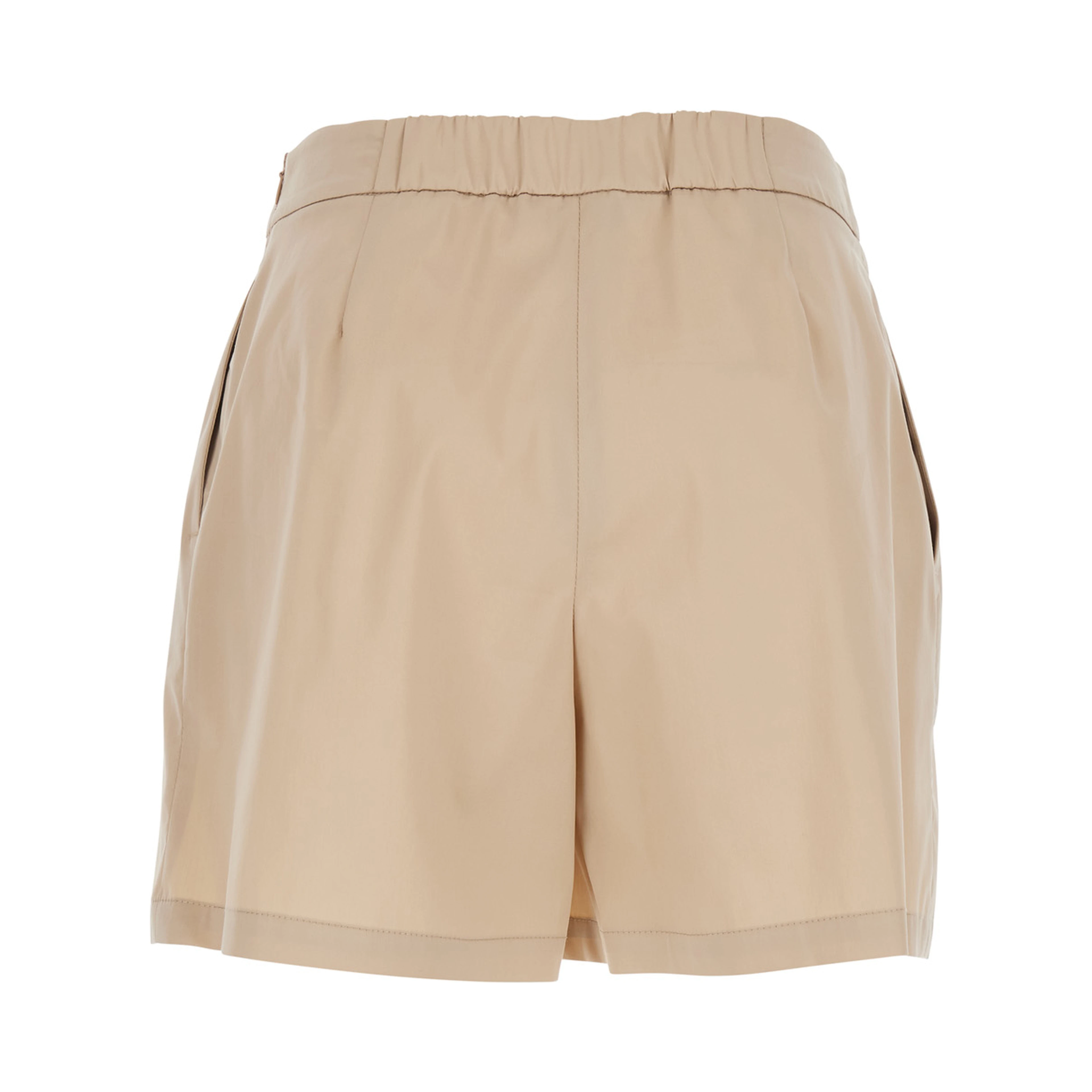 Beige Shorts with Semi-Elasticated Waist and Side Closure in Cotton Blend Women
