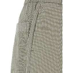 Green Pants with All-Over Striped Motif in Cotton Men