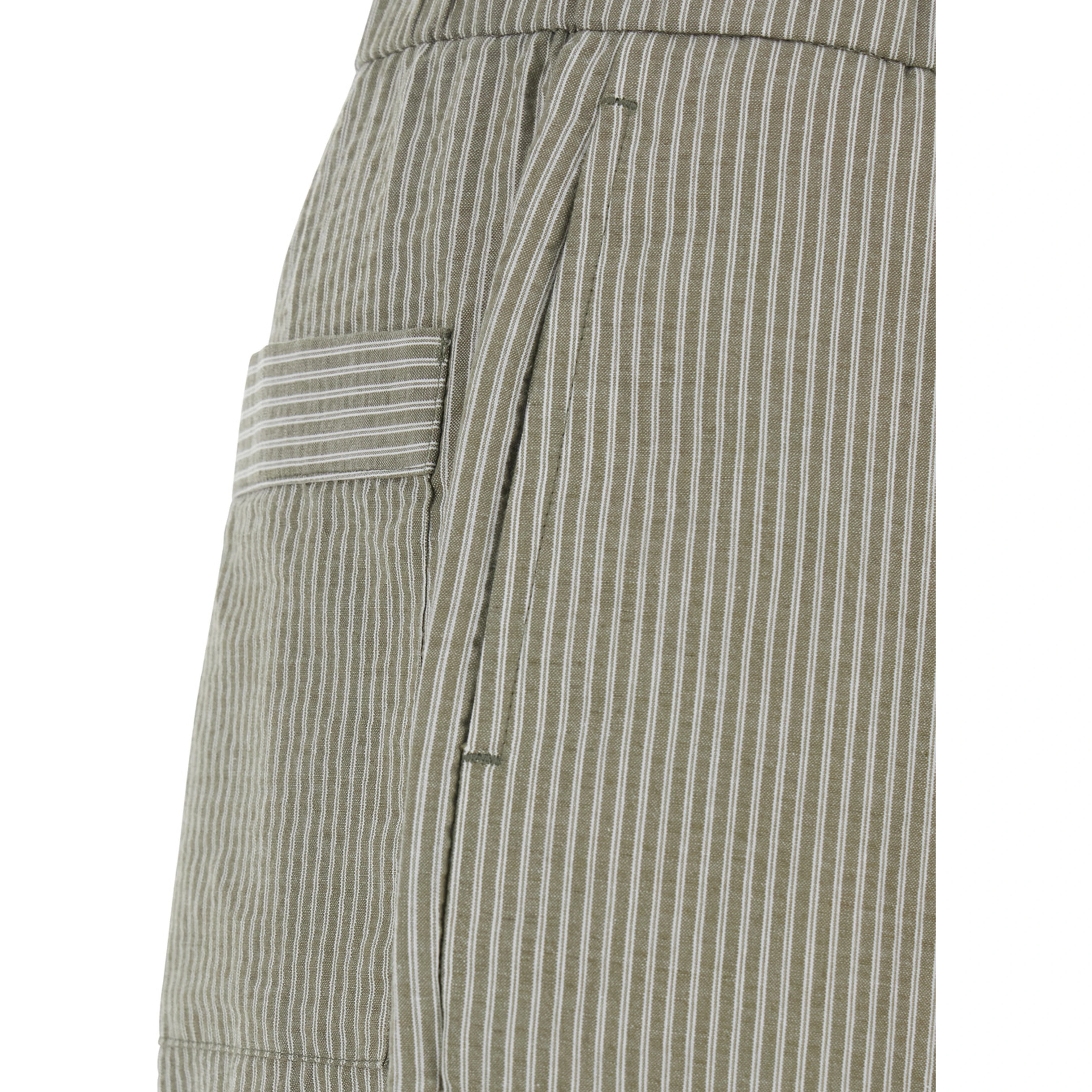 Green Pants with All-Over Striped Motif in Cotton Men