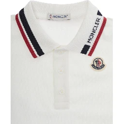 White polo Shirt with logo lettering and logo patch on the front in cotton baby