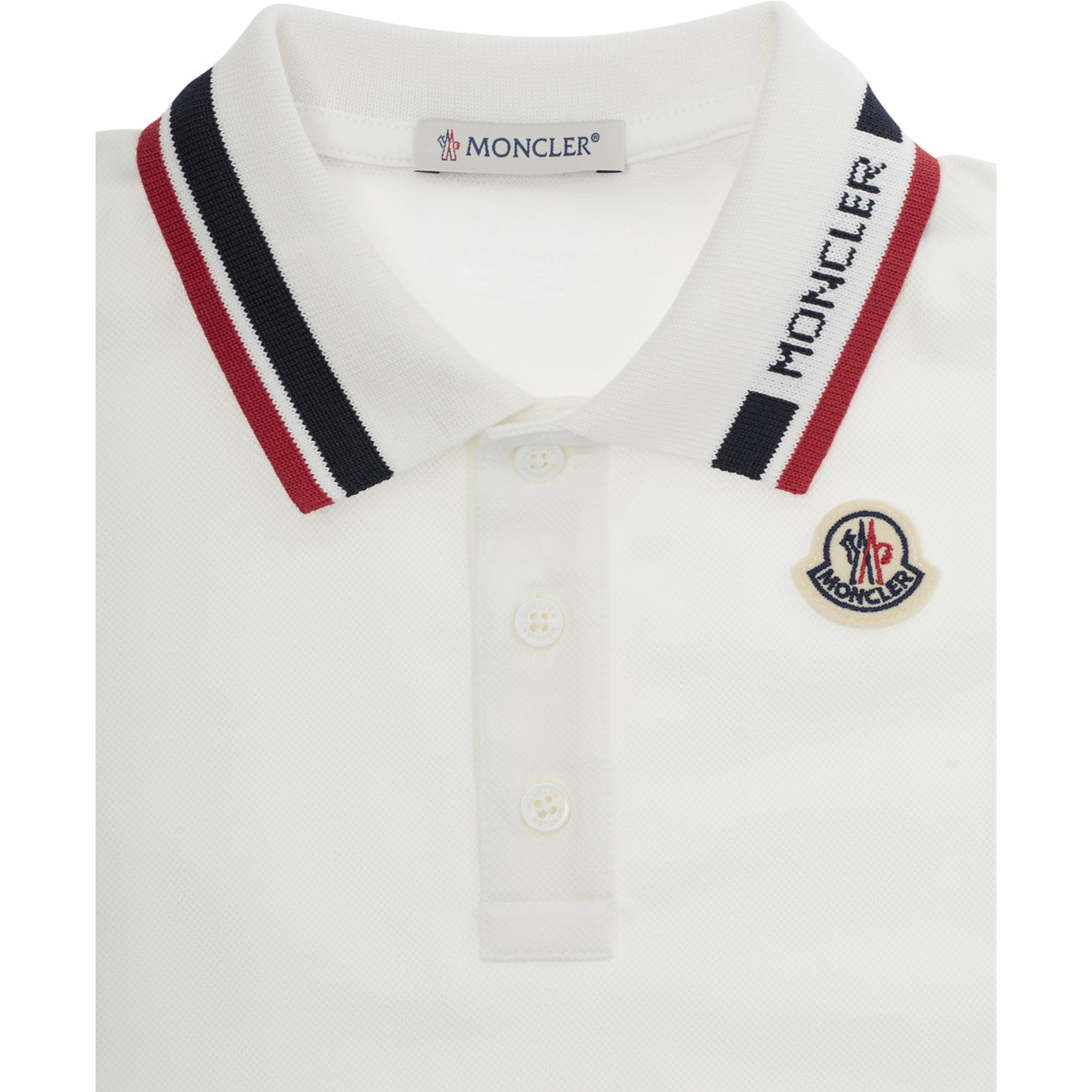 White polo Shirt with logo lettering and logo patch on the front in cotton baby