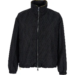 Black Reversible Jacket with FF Details in Tech Fabric for Men