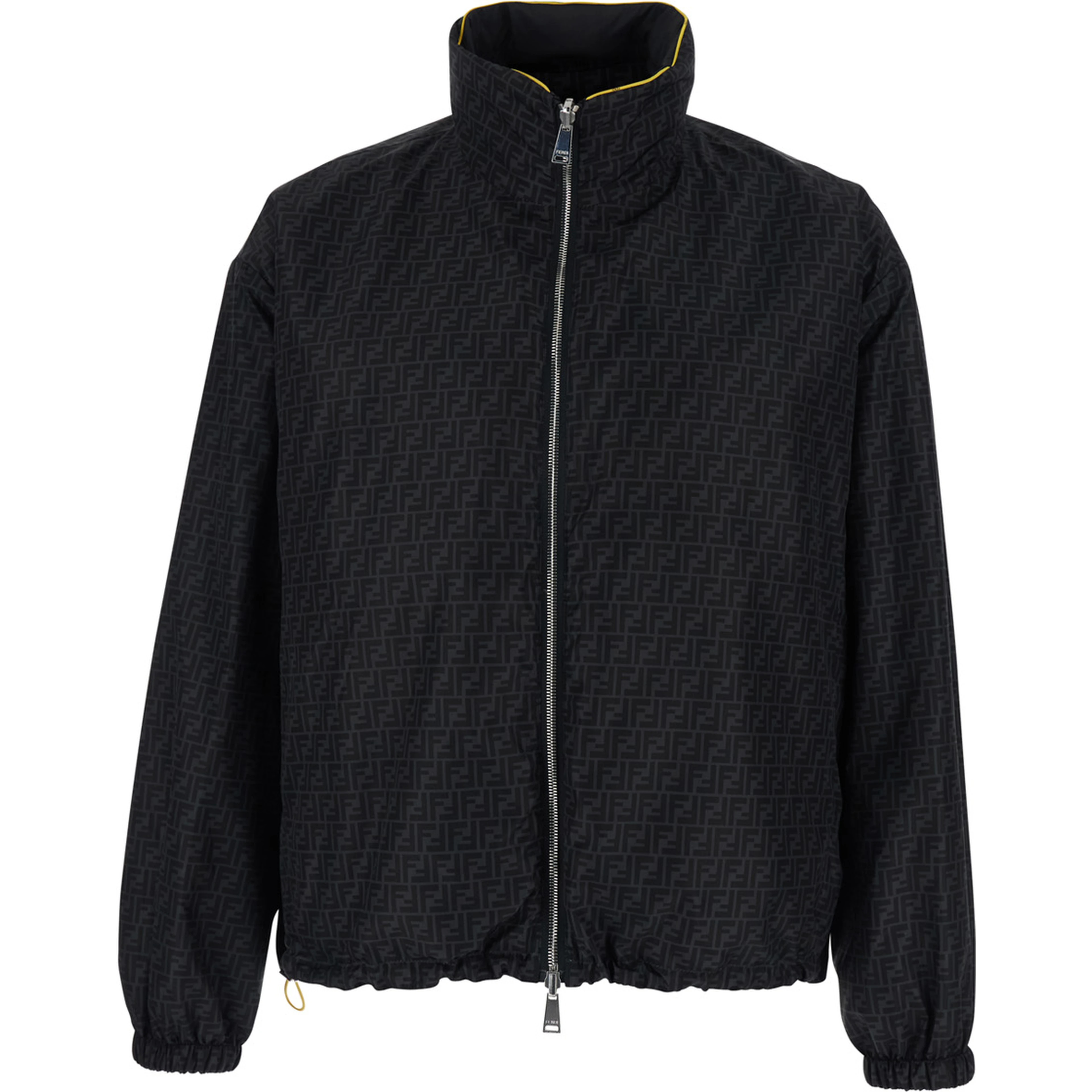 Black Reversible Jacket with FF Details in Tech Fabric for Men