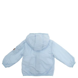Light Blue Jacket with Zip Closure and Logo Patch on the Sleeve in Tech Fabric Baby