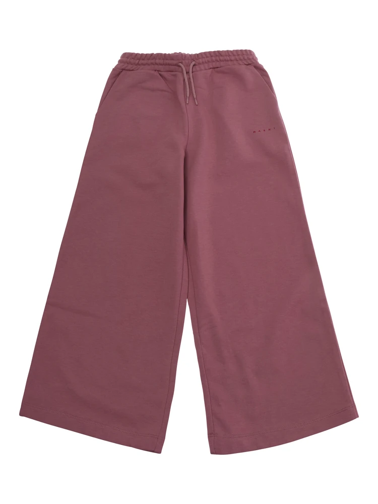 pink pants with elasticated waist and logo on the front in cotton Girl