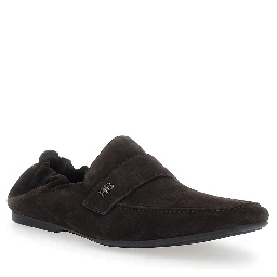 PALERMO Brown Loafers with Rounded Toe in Leather for Men