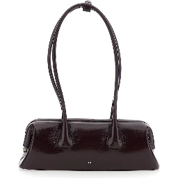 Boat Wide Bordeaux Mini Shoulder bag with Two Top Handles in Leather for Women