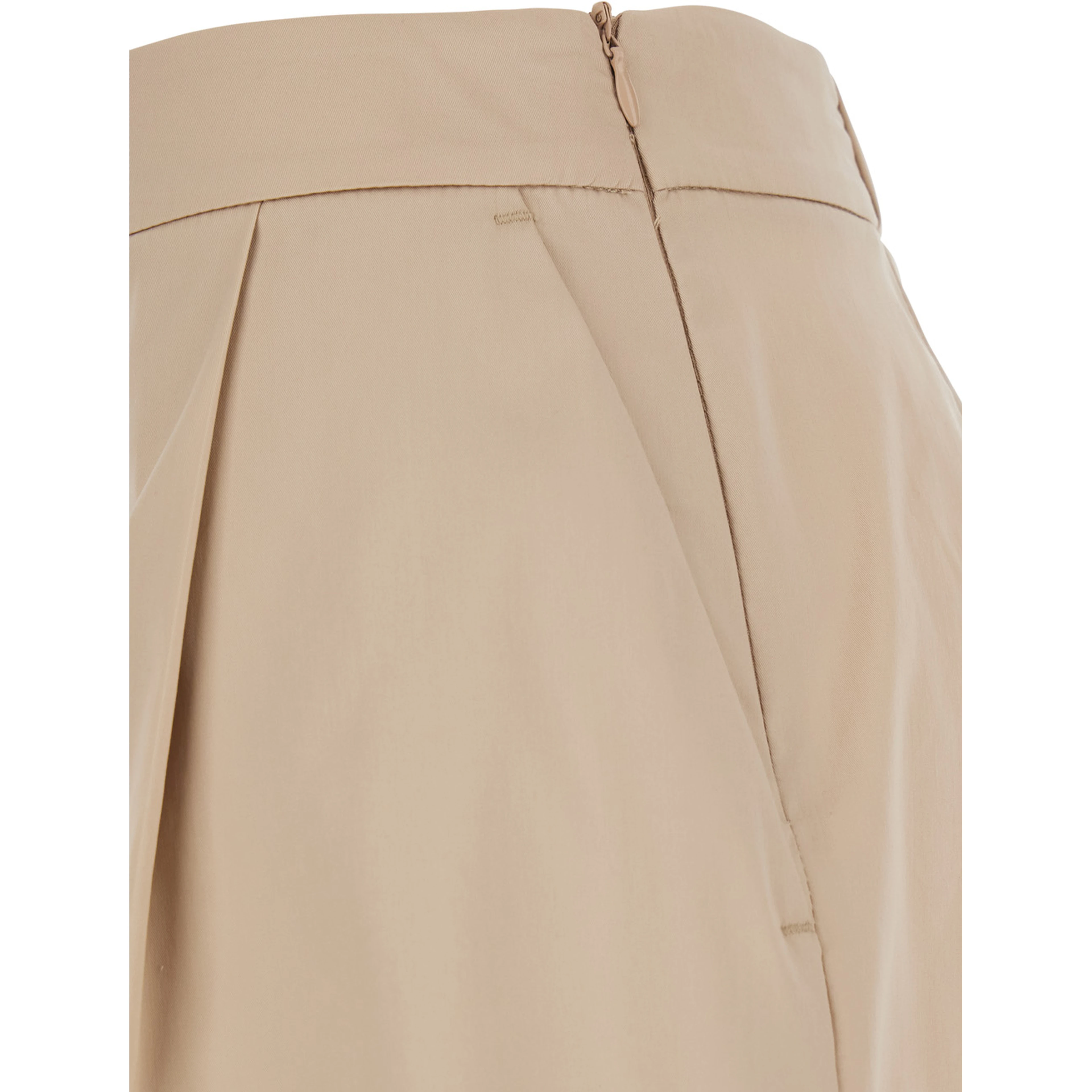 Beige Shorts with Semi-Elasticated Waist and Side Closure in Cotton Blend Women