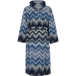 Blue Hooded Bathrobe with Zig Zag Design in Fabric Home