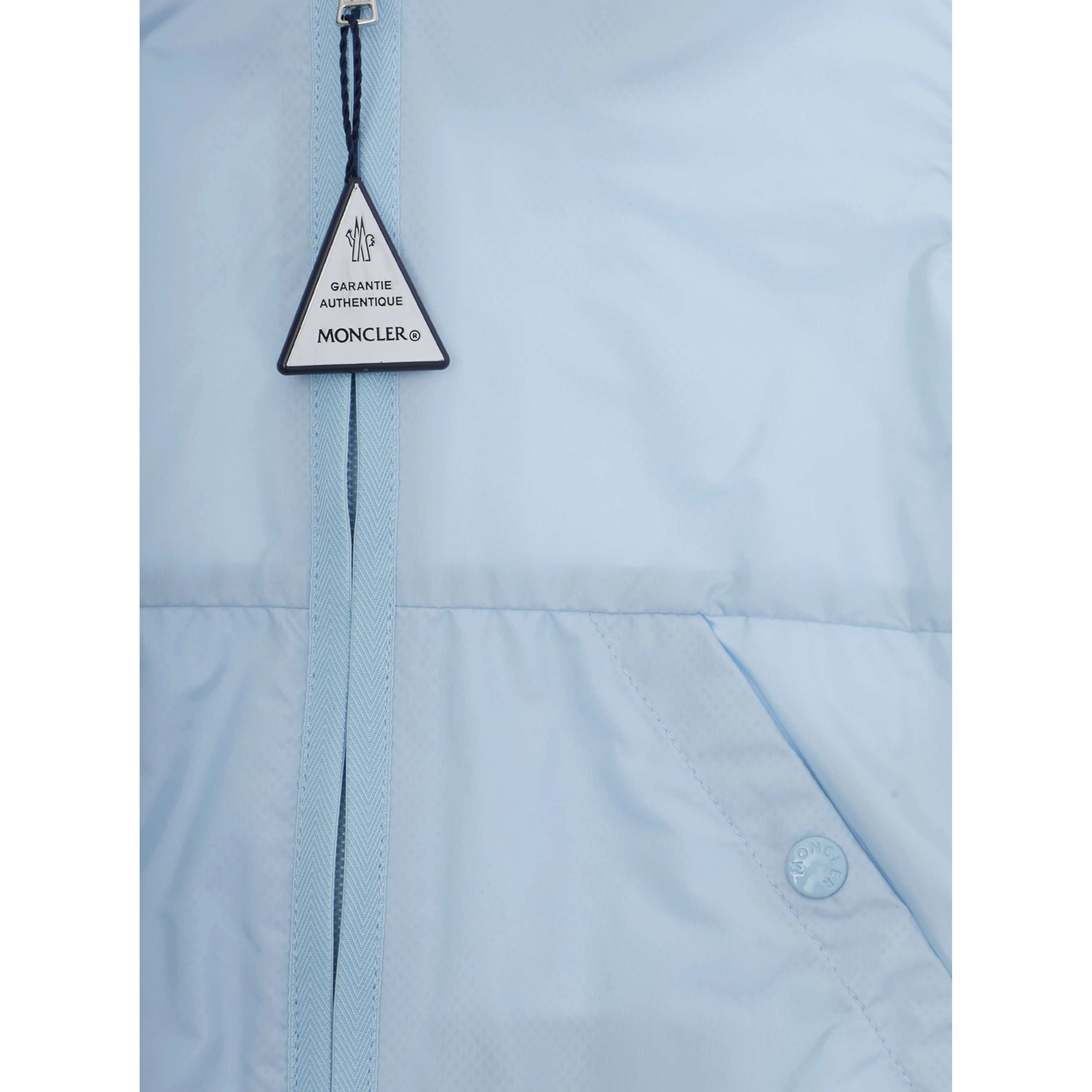 Light Blue Jacket with Zip Closure and Logo Patch on the Sleeve in Tech Fabric Baby