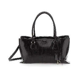 Shell Brot Brown Shoulder bag with Adjustable and Removable Strap and Pendant on the Front in Leather for Women