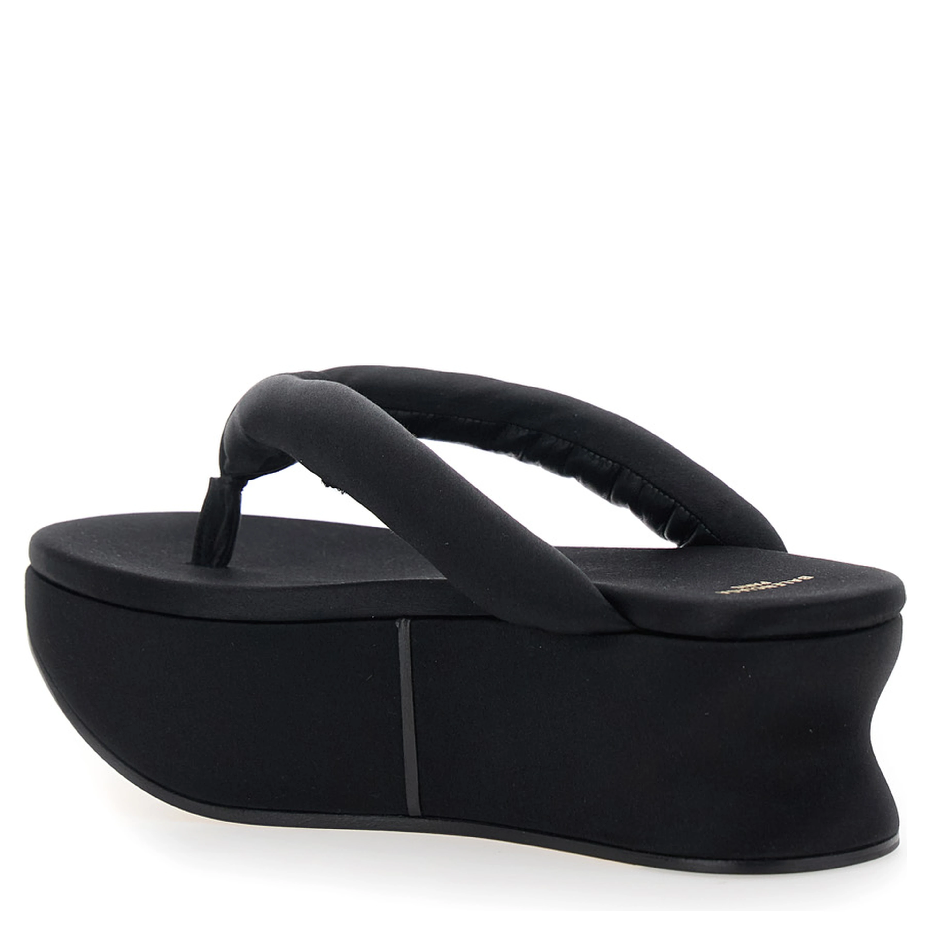 Gaeta Black Wedges with Thong Design and Medium Heel in Viscose Blend for Women
