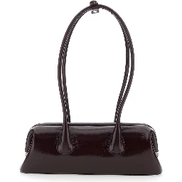 Boat Wide Bordeaux Mini Shoulder bag with Two Top Handles in Leather for Women
